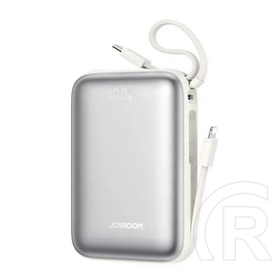 Joyroom mini vésztöltő type-c aljzat (20000mah, 22.5w, gyorstöltő, led kijelző + fix type-c/lightning kábel) fehér