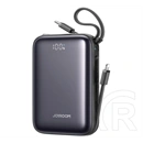 Joyroom mini vésztöltő type-c aljzat (20000mah, 22.5w, gyorstöltő, led kijelző + fix type-c/lightning kábel) fekete