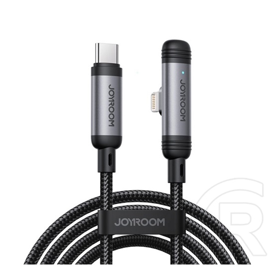 Joyroom s-a56 enjoyx series adatkábel (type-c - lightning, 30w, gyorstöltő, 90 fokos, cipőfűző, 120cm) fekete