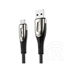 Joyroom sharp adatkábel és töltő (usb - microusb, gyorstöltés támogatás, 200cm, nylon, törésgátló, cipőfűző) fekete