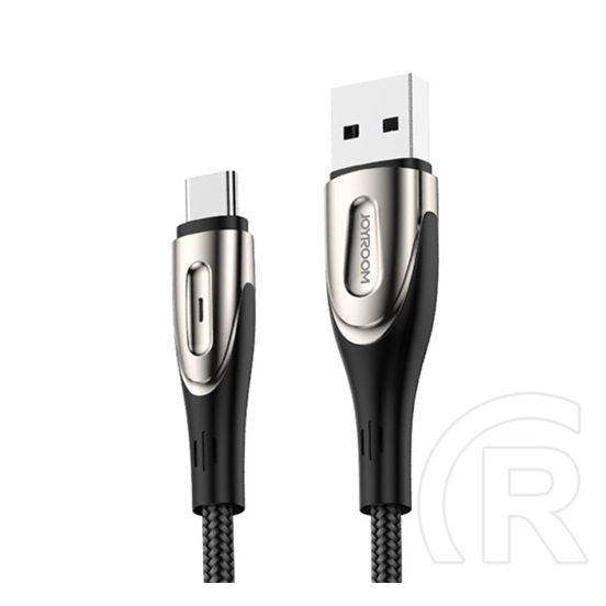 Joyroom sharp adatkábel és töltő (usb - type-c, gyorstöltés támogatás, 300cm, nylon, törésgátló, cipőfűző minta) fekete