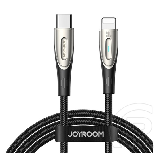 Joyroom star-light adatkábel (type-c - lightning, 30w, 120cm, gyorstöltő, led jelzés) fekete