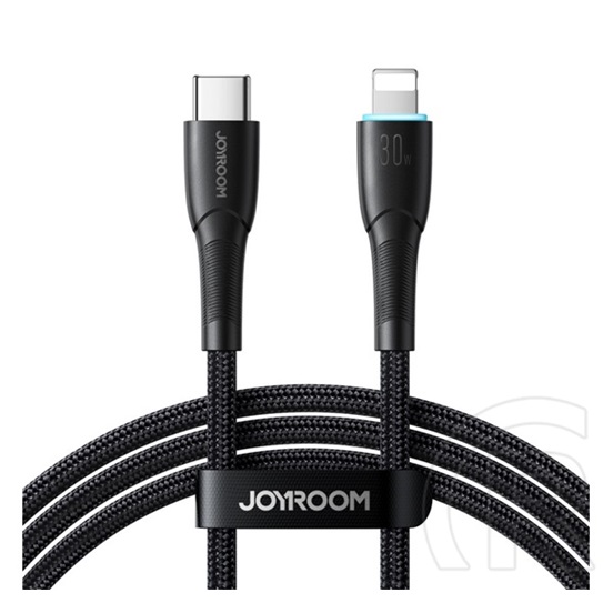 Joyroom starry adatkábel (type-c - lightning, 30w, pd gyorstöltő, 100cm, led jelzés) fekete