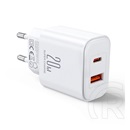 Joyroom tcf05 hálózati töltő usb+type-c aljzat (20w, pd gyorstöltő 3.0) fehér