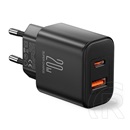 Joyroom tcf05 hálózati töltő usb+type-c aljzat (20w, pd gyorstöltő 3.0) fekete