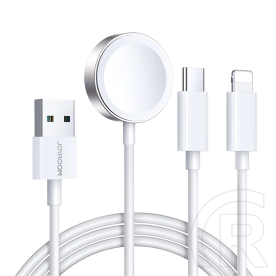Joyroom töltőkábel 3in1 (usb - lightning/type-c, Apple watch töltő, wireless, gyorstöltő, 120cm) fehér