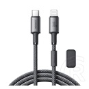 Joyroom unlimited adatkábel (type-c - lightning, 60w, gyorstöltő, 120cm + mágneses kábelrendező) szürke