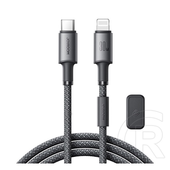 Joyroom unlimited adatkábel (type-c - lightning, 60w, gyorstöltő, 120cm + mágneses kábelrendező) szürke