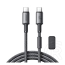 Joyroom unlimited adatkábel (type-c - type-c, 60w, gyorstöltő, 120cm + mágneses kábelrendező) szürke