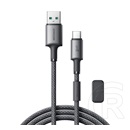 Joyroom unlimited adatkábel (usb - type-c, 3a, gyorstöltő, 120cm + mágneses kábelrendező) szürke