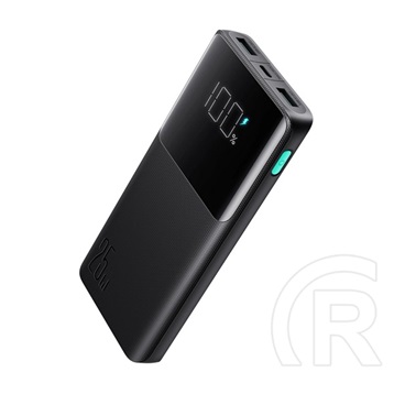 Joyroom vésztöltő 2 usb+type-c aljzat (10000mah, 25w, pd gyorstöltő, led kijelző) fekete