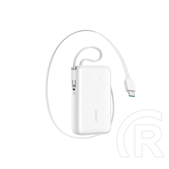 Joyroom vésztöltő type-c aljzat (10000mah, 35w, pd gyorstöltő 3.0, led kijelző + fix type-c kábel) fehér