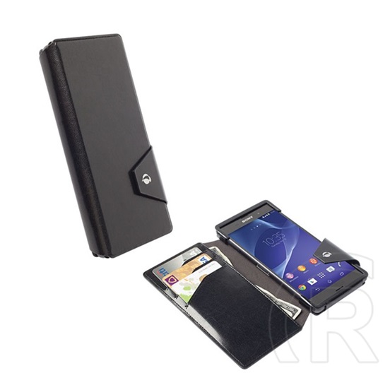 KRUSELL FlipWallet KALMAR Sony Xperia Z3 (D6653) tok álló, bőr hatású (Flip, oldalra nyíló, bankkártya tartó) fekete