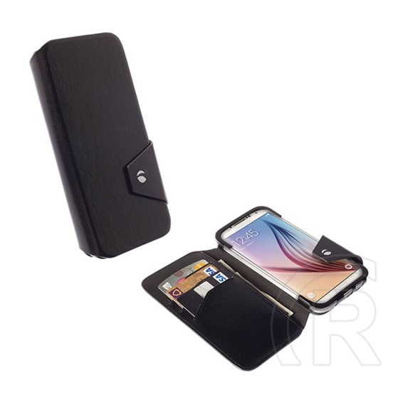 KRUSELL Samsung Galaxy S6 EDGE (SM-G925F) flipwallet kalmar tok álló, bőr hatású (flip, bankkártya tartó) fekete