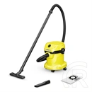 Karcher WD 2 Plus V-15/4/18 nedves-száraz porzsákos porszívó (15 L, 1000 W, műanyag tartály, sárga-fekete)