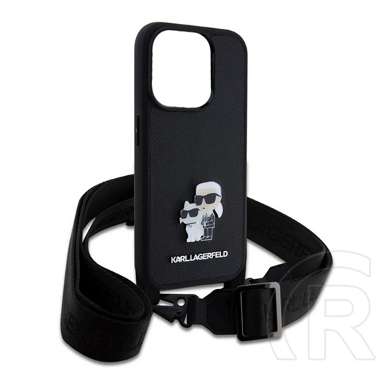 Karl Lagerfeld Saffiano Crossbody Strap Metal Karl and Choupette szilikon telefonvédő (ütésállóság, nyakpánt, prémium, f