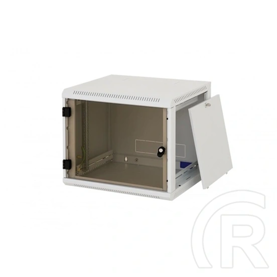 Keline Fali rack szekrény 9U 19" 600x595 mm (levehető, zárható oldalfalak, edzett füstüveg ajtó, IP30, előkészített káb