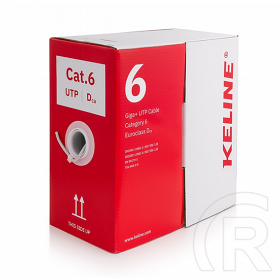Keline UTP CAT6 falikábel dobozos (305 m, UTP/UTP, AWG23, LSOH, Dca, szürke)