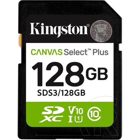 Kingston memóriakártya 128GB (MicroSDXC, Canvas Select Plus gen3, Class 10, UHS-I, U1, V10)