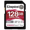 Kingston memóriakártya 128GB (SDXC, Canvas React Plus, Class 10, UHS-II, U3, V60)