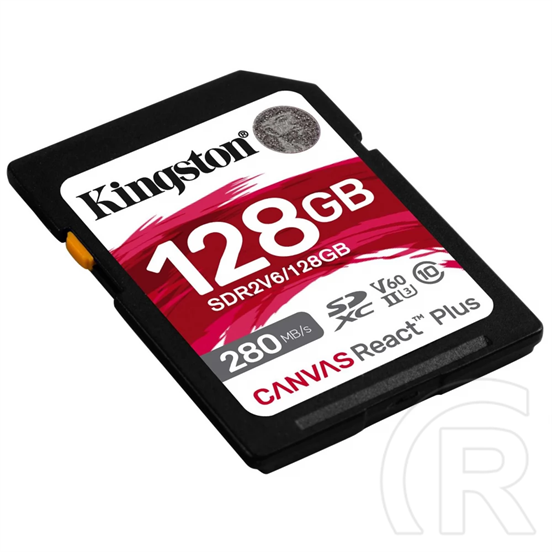 Kingston memóriakártya 128GB (SDXC, Canvas React Plus, Class 10, UHS-II, U3, V60)