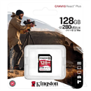 Kingston memóriakártya 128GB (SDXC, Canvas React Plus, Class 10, UHS-II, U3, V60)