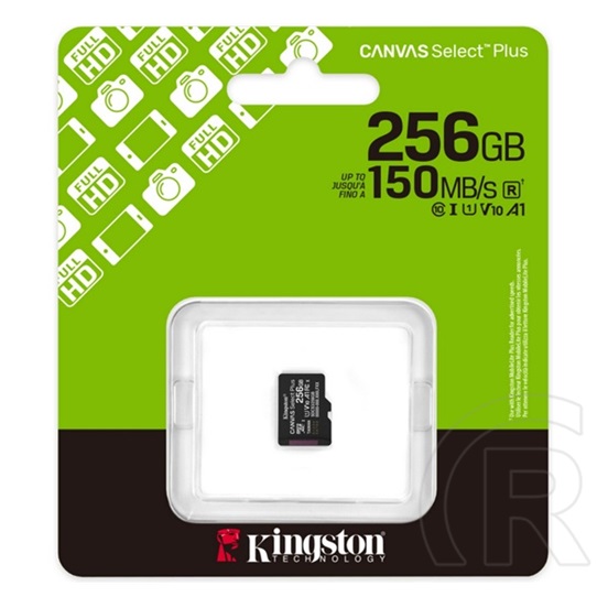 Kingston memóriakártya 256gb (microsdxc canvas select plus gen3 - class 10, uhs-1, u1, v10, a1) - adapter nélkül