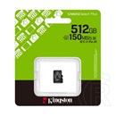 Kingston memóriakártya 512gb (microsdxc canvas select plus gen3 - class 10, uhs-1, u3, v30, a1) - adapter nélkül