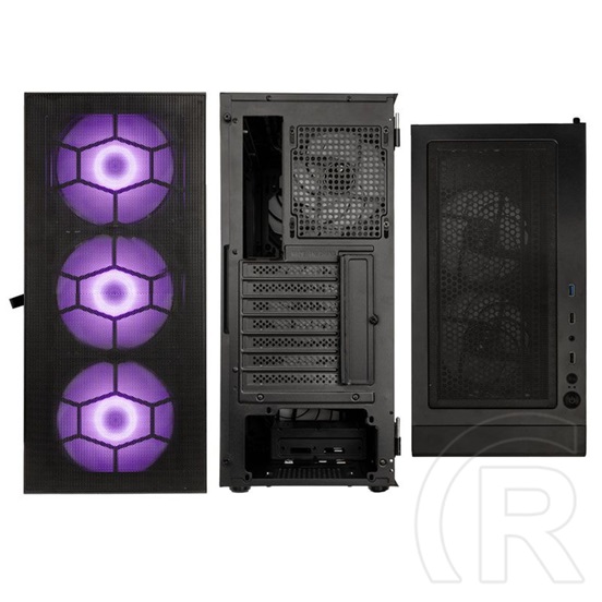 Kolink Observatory HF Plus Mesh ARGB (ATX, ablakos, fekete)