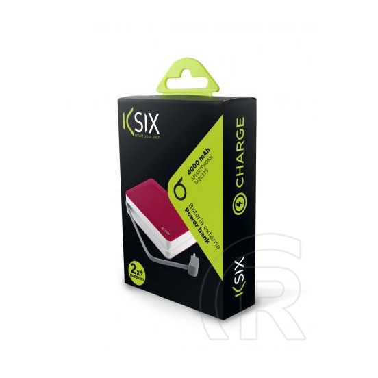 Ksix Powerbank beépített Micro-USB kábellel (4000 mAh, pink)