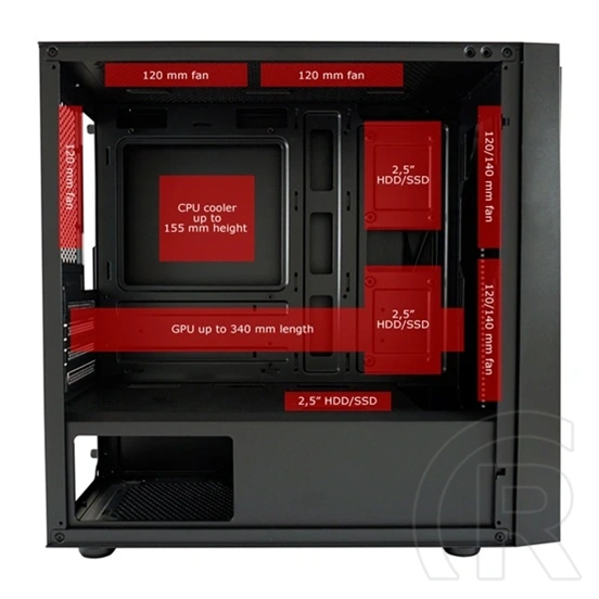 LC Power 2016MB (Micro-ATX, fekete)