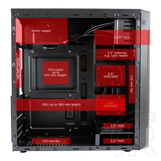LC Power 7040B midi torony ház (ATX, fekete)
