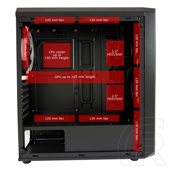 LC Power Gaming 703B QuadLuxx (ATX, ablakos, fekete)