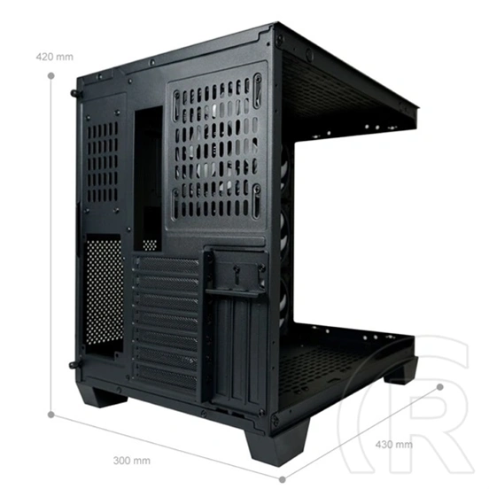 LC Power LC-809B-ON Dark Storm X (midi torony, E-ATX, ablakos, ARGB, fekete)