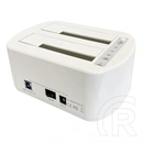 LC Power LC-DOCK-U3-VI HDD dokkoló (2× 2,5"/3,5" SATA HDD/SSD, USB 3.2 Gen 1, PC: USB-A kábel, fehér)
