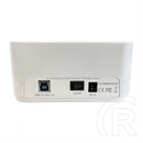 LC Power LC-DOCK-U3-VI HDD dokkoló (2× 2,5"/3,5" SATA HDD/SSD, USB 3.2 Gen 1, PC: USB-A kábel, fehér)