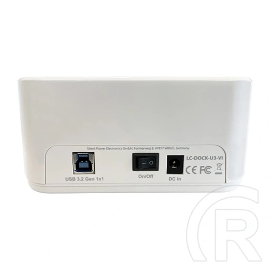 LC Power LC-DOCK-U3-VI HDD dokkoló (2× 2,5"/3,5" SATA HDD/SSD, USB 3.2 Gen 1, PC: USB-A kábel, fehér)