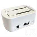 LC Power LC-DOCK-U3-VI HDD dokkoló (2× 2,5"/3,5" SATA HDD/SSD, USB 3.2 Gen 1, PC: USB-A kábel, fehér)