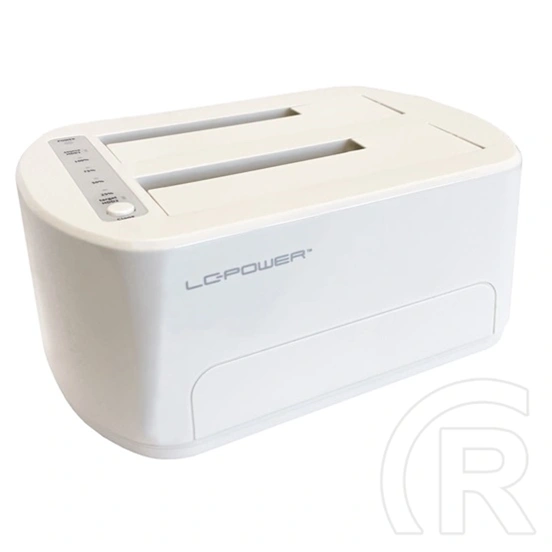 LC Power LC-DOCK-U3-VI HDD dokkoló (2× 2,5"/3,5" SATA HDD/SSD, USB 3.2 Gen 1, PC: USB-A kábel, fehér)