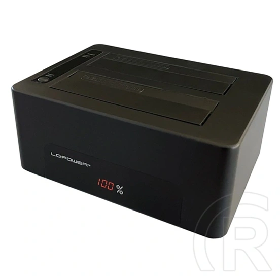 LC Power LC-DOCK-U3-V HDD/SSD dokkoló (USB 3.2 Gen1 Type-B, 2,5"/3,5" SATA, UASP, AC adapter mellékelve, USB kábel, feke