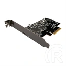 LC Power LC-PCI-C-USB32-2X2 PCIe adapter kártya (USB 3.2 Gen 2x2, USB-C, PCIe x4, külső NVMe M.2, LED, 20 Gb/s, fekete)