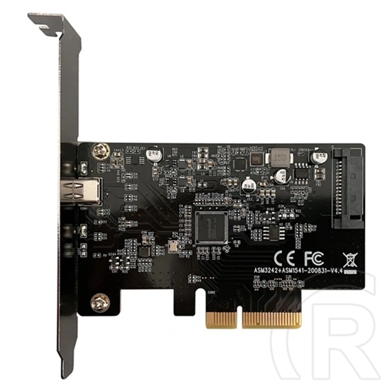 LC Power LC-PCI-C-USB32-2X2 PCIe adapter kártya (USB 3.2 Gen 2x2, USB-C, PCIe x4, külső NVMe M.2, LED, 20 Gb/s, fekete)