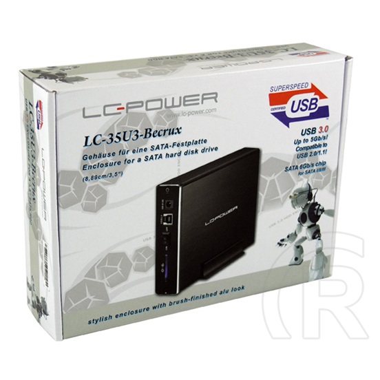 LC Power külső ház (3,5", SATA3, USB 3.0, fekete, alumínium)