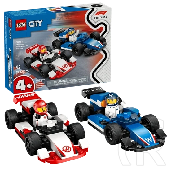 LEGO® City F1®-es Williams Racing és Haas F1® versenyautók, járműves játékszett 60464