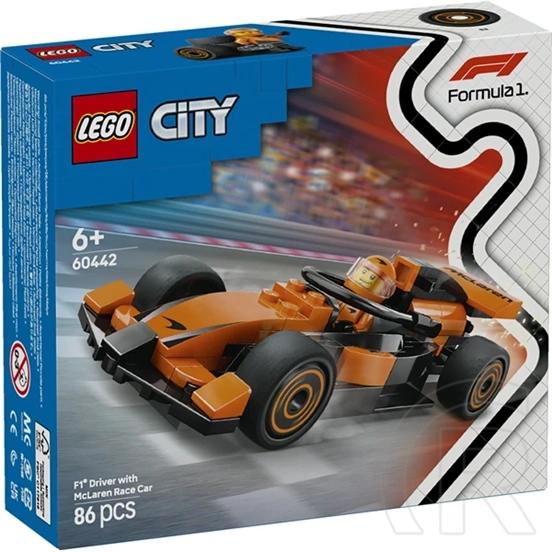 LEGO® City F1®-es pilóta McLaren versenyautóval, minijárművet tartalmazó játékkészlet 60442