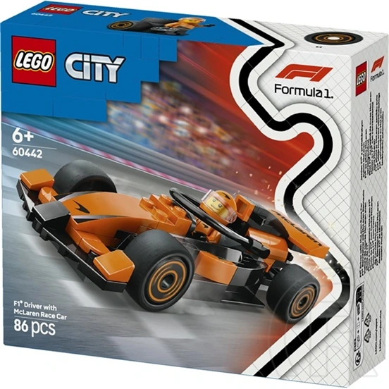 LEGO® City F1®-es pilóta McLaren versenyautóval, minijárművet tartalmazó játékkészlet 60442