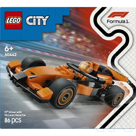 LEGO® City F1®-es pilóta McLaren versenyautóval, minijárművet tartalmazó játékkészlet 60442