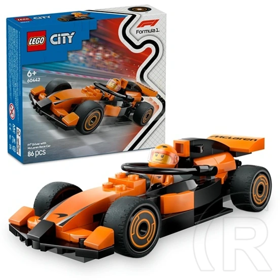 LEGO® City F1®-es pilóta McLaren versenyautóval, minijárművet tartalmazó játékkészlet 60442