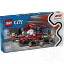LEGO® F1®-es boxutca és személyzet, Ferrari autóval, versenyautós játék 60443