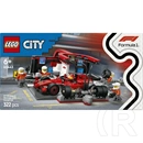 LEGO® F1®-es boxutca és személyzet, Ferrari autóval, versenyautós játék 60443